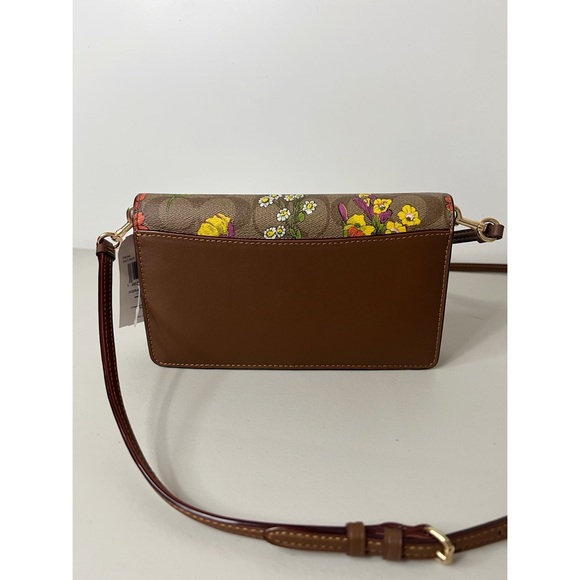 Coach Anna Foldover Clutch Bag With Floral Print Crossbody Bag Signature Canvas - Picture 4 of 8